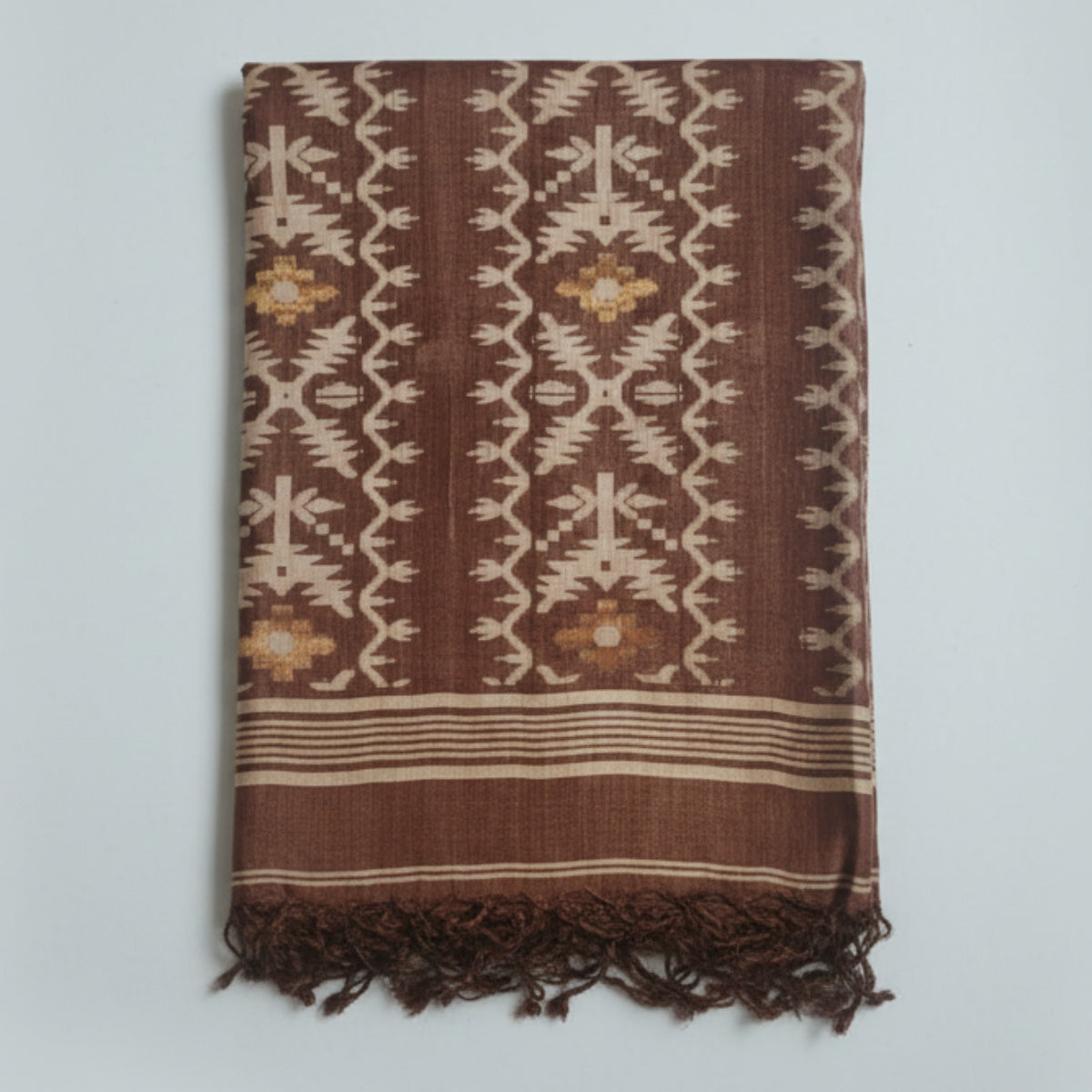 Pure Tussar Jamdani - Brown