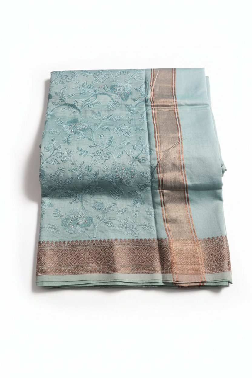 Pure Chanderi - Light Teal