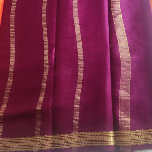 Pure Mysore Crepe Silk - Orange checks
