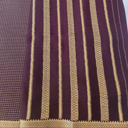 Pure Mysore crepe silk - Half and Half checks