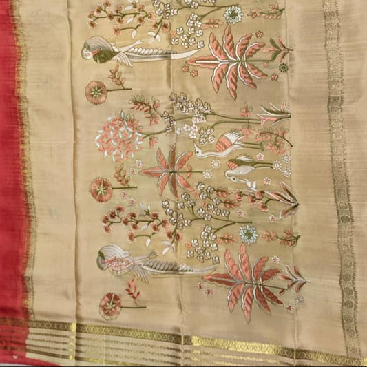 Pure Mysore Crepe silk - Warm Reddish orange