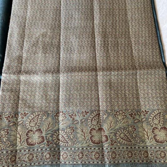 Pure Tussar Silk - Banarasi weave in light Slate grey