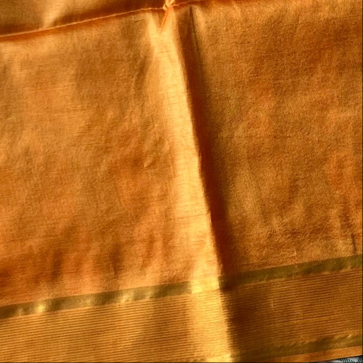 Pure Tussar Silk Saree - Ripe Mango tone