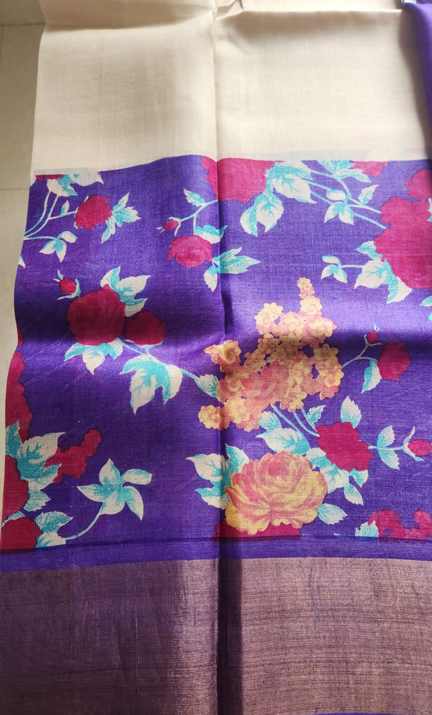Pure Tussar Silk Saree – Violet blue