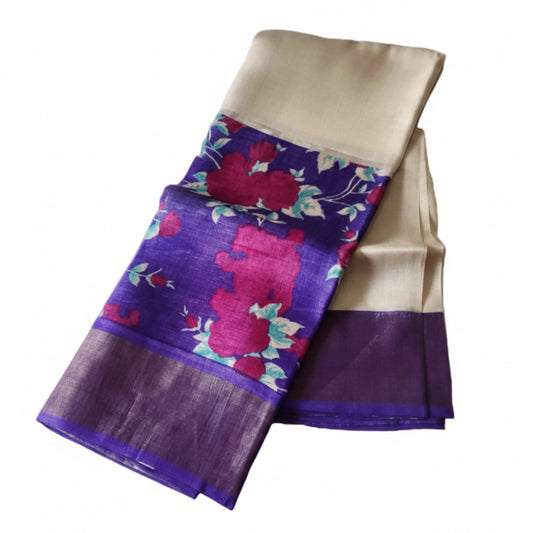 Pure Tussar Silk Saree – Violet blue