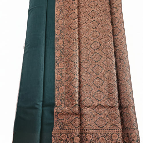 Deep Green Semi Eri Silk