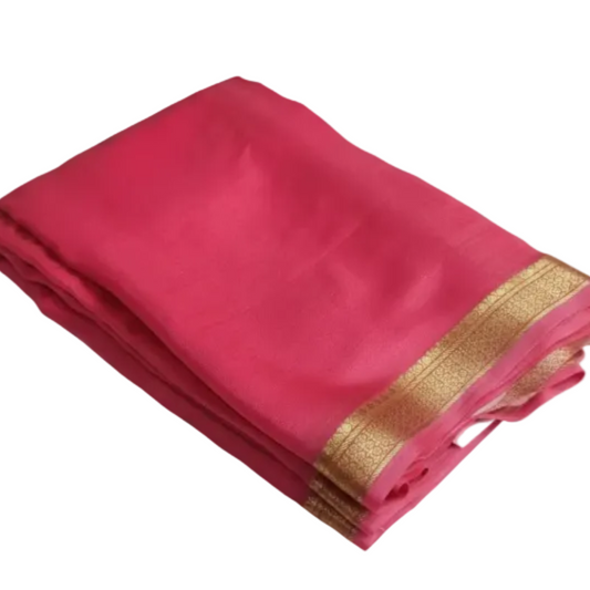 Pure Mysore crepe Pink -Fusion