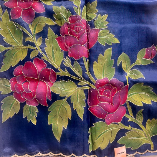 Classic Organza Saree - Dark Blue