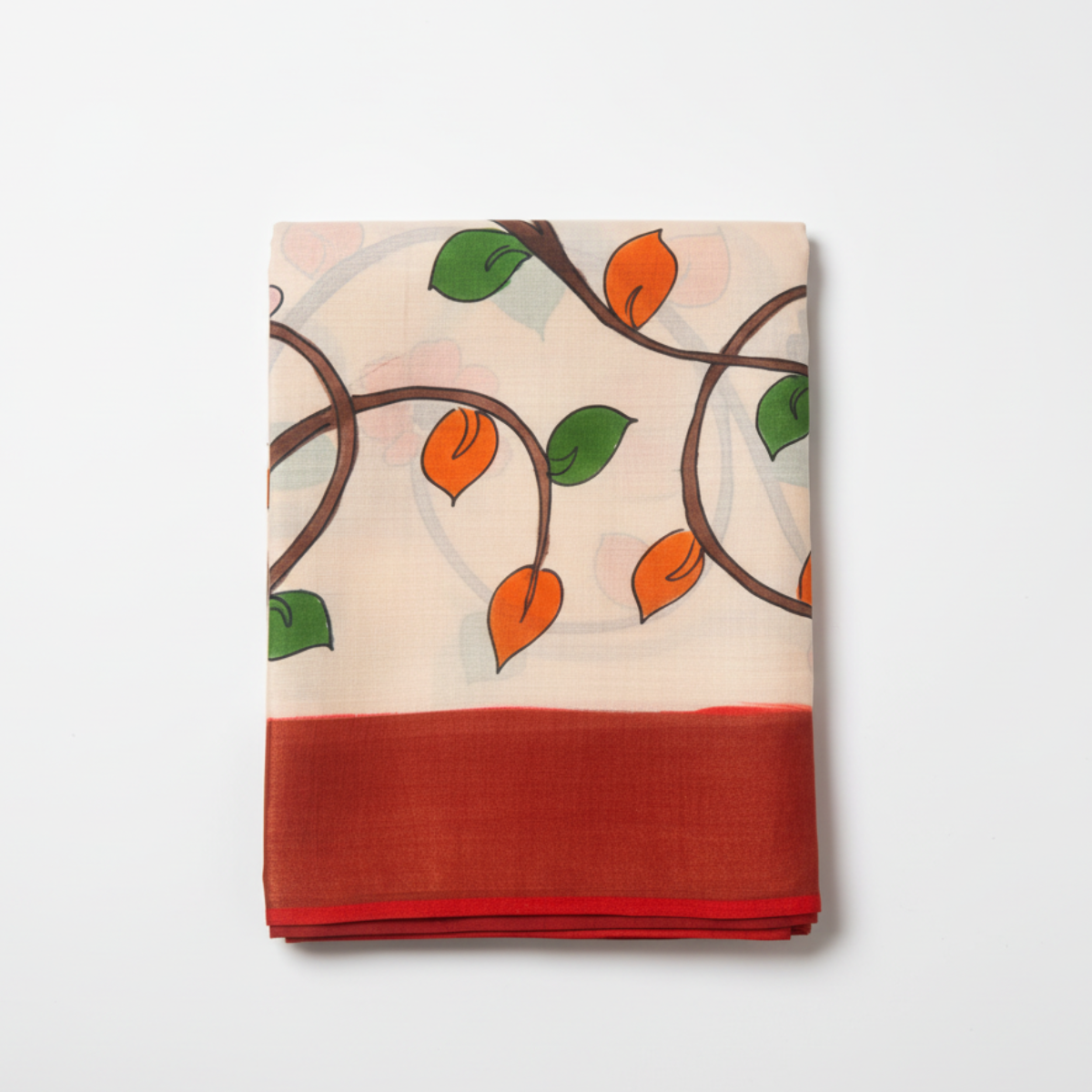 Pure Tussar Kalamkari-Red tone