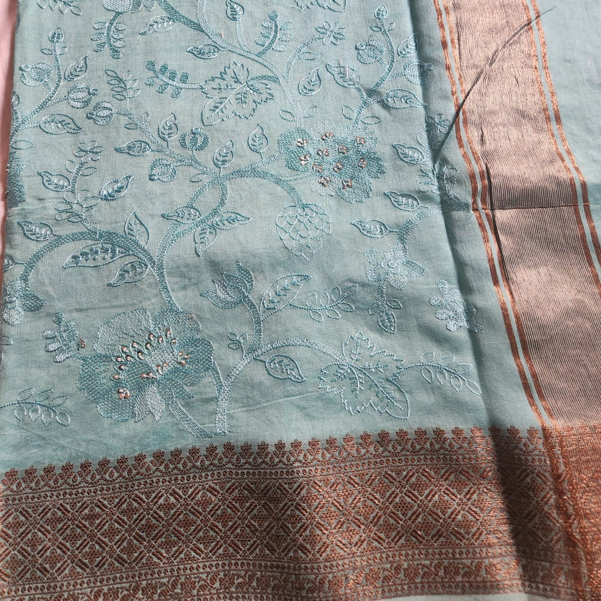 Pure Chanderi - Light Teal
