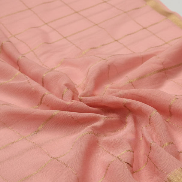Pure Mysore Crepe SIlk with petitpoint - Baby Pink