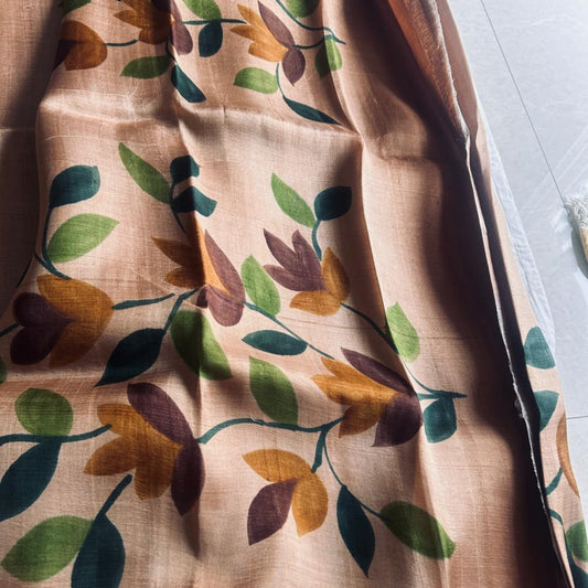 Pure Tussar Silk Saree - Light Brown