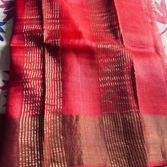 Pure Tussar Silk - Maroon Red