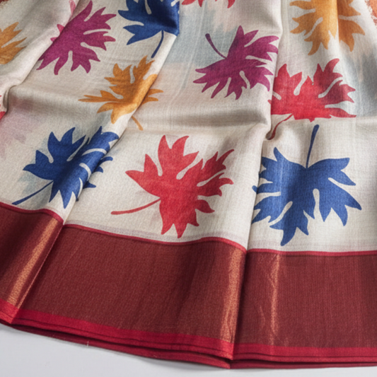 Pure Tussar Silk - Maroon Red