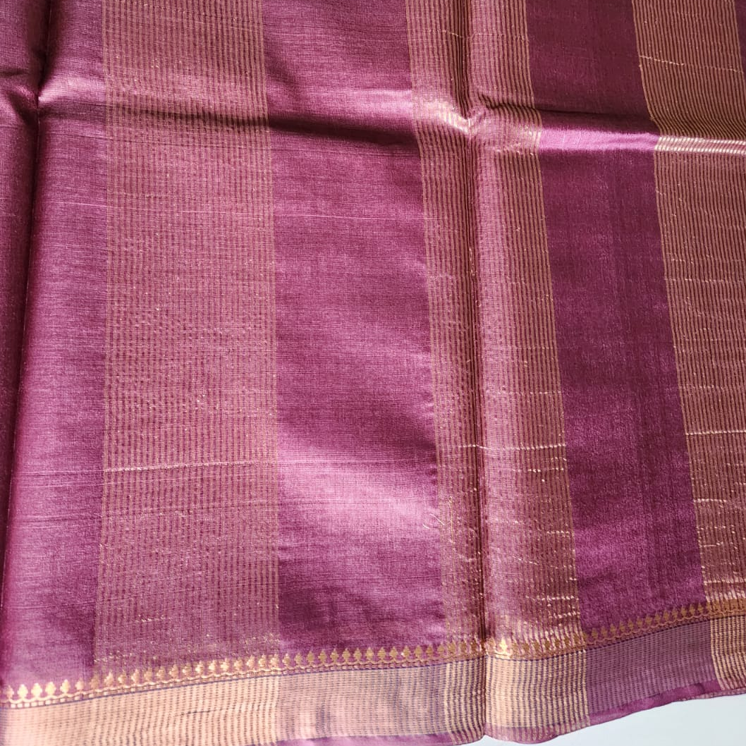 Pure Tussar Silk - Brown Purple shade