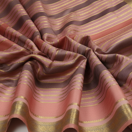 Pure Mysore Crepe Silk -Peach