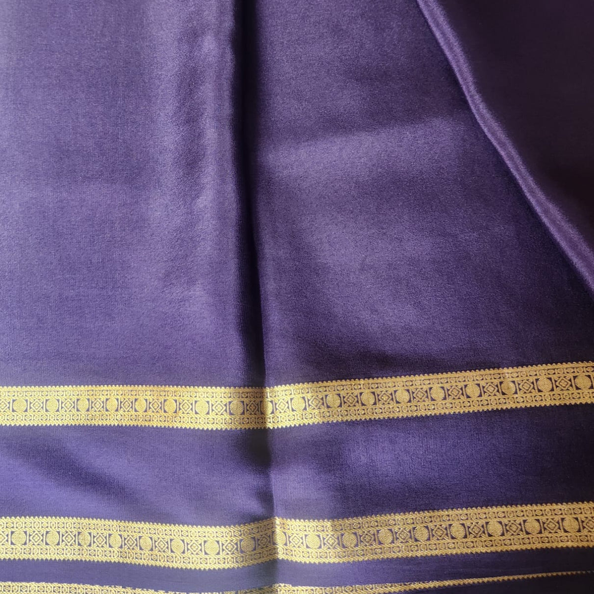 Pure Mysore Silk - Navy Blue with Meena