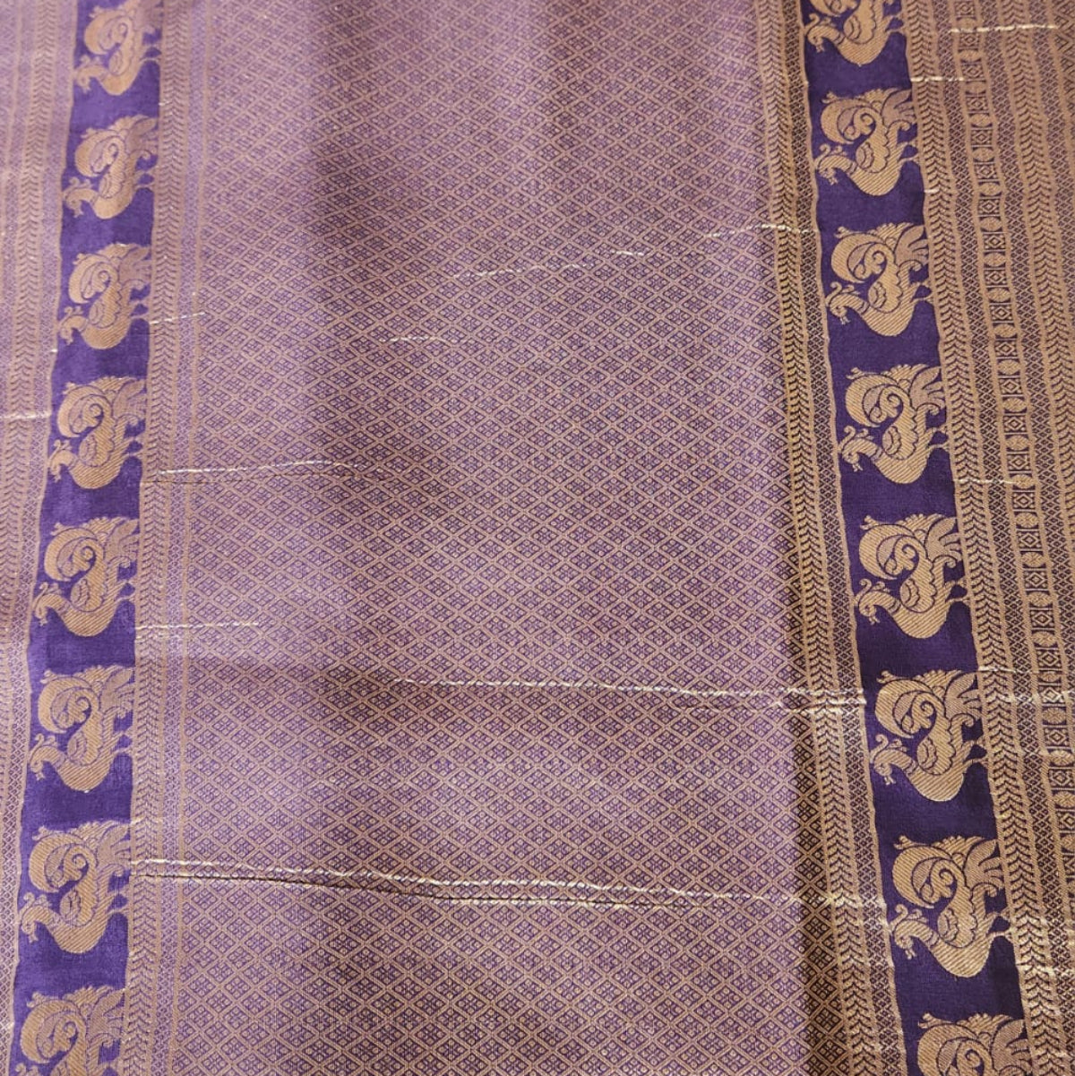 Pure Mysore Silk - Navy Blue with Meena