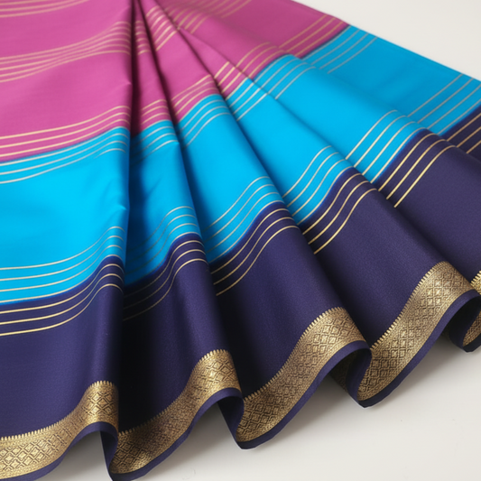 Pure Mysore crepe Silk-Turquoise Blue