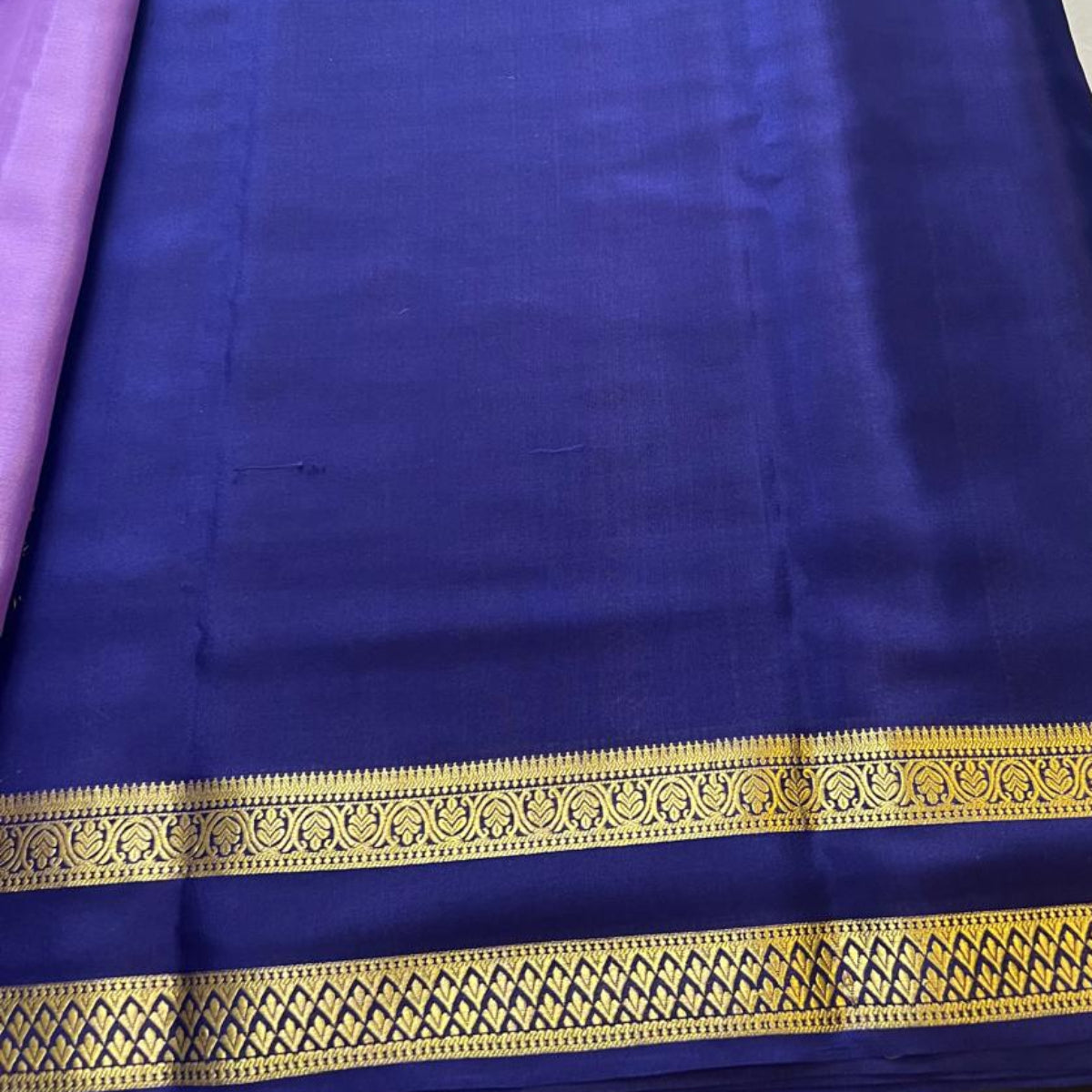 Pure Mysore crepe Silk - Purple checks
