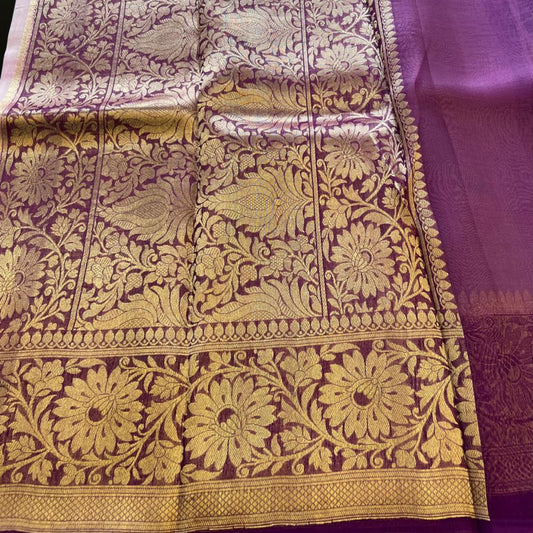 Pure Kora Banarasi- pastel pink