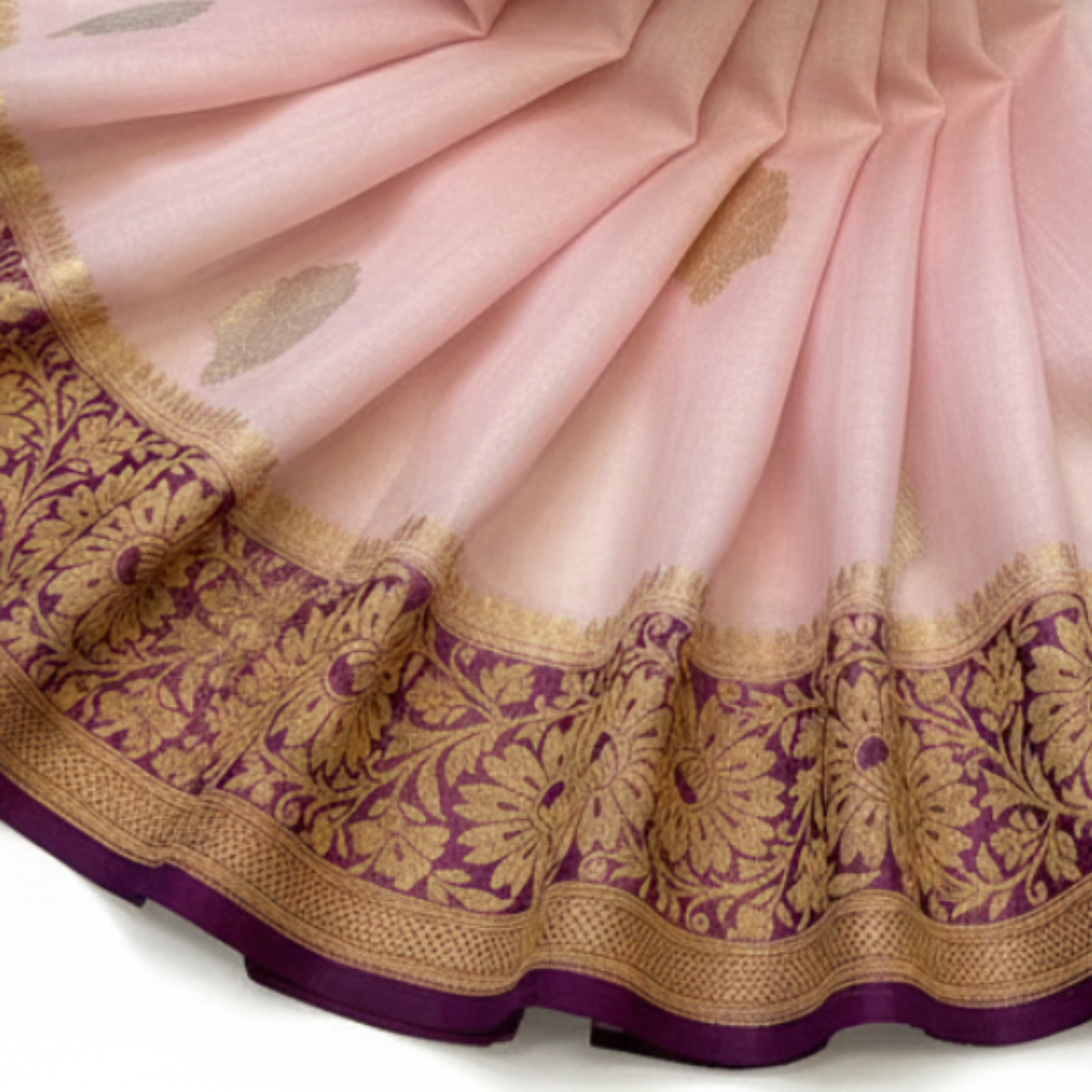 Pure Kora Banarasi- pastel pink