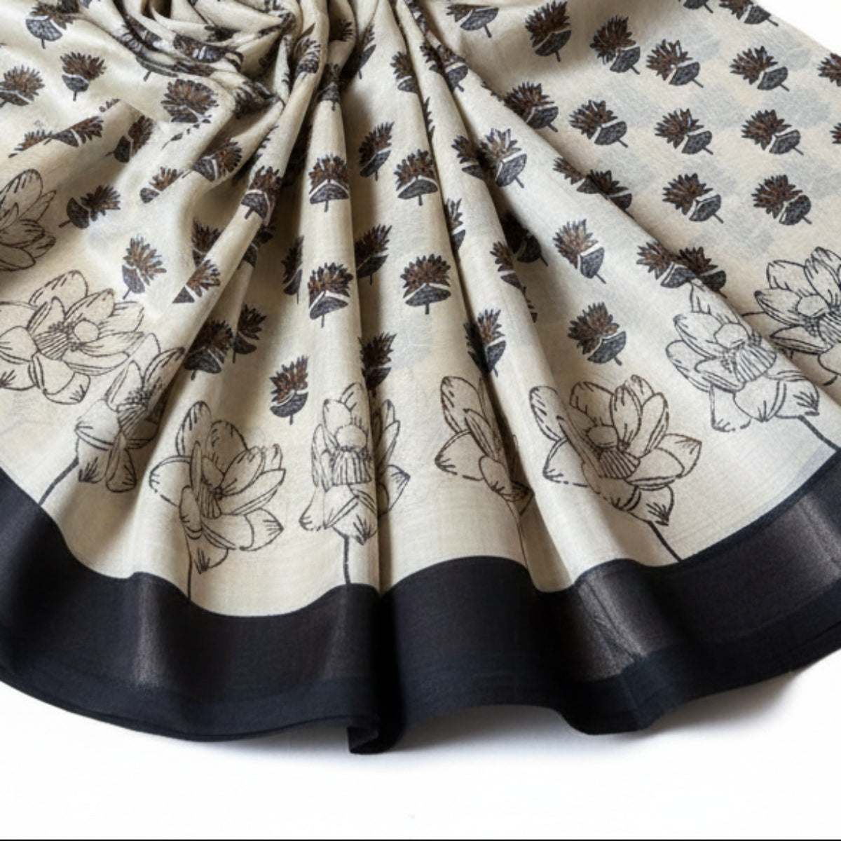 Pure Tussar Silk Saree - Floral