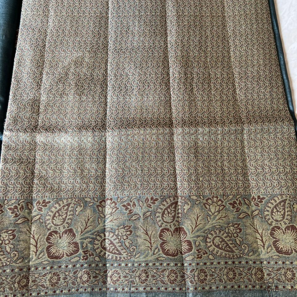 Pure Tussar Silk - Banarasi weave in light Slate grey