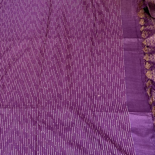Pure Handwoven Tussar Silk Saree- Lilac