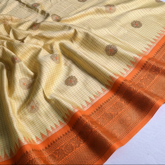 Pure Gadwal Silk Saree - Soft Lime yellow