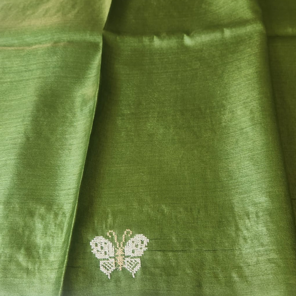 Pure Tussar Silk Saree - Muted Green