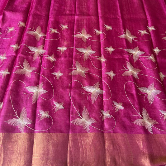 Pure Tussar Silk Saree - Purple pink tone