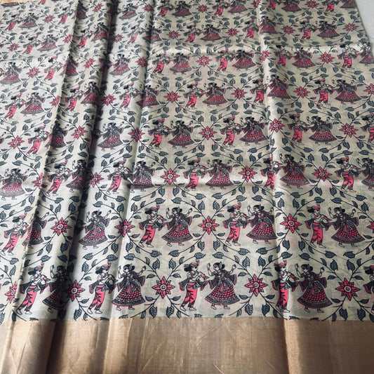 Pure Tussar Silk Saree - Soft Ivory
