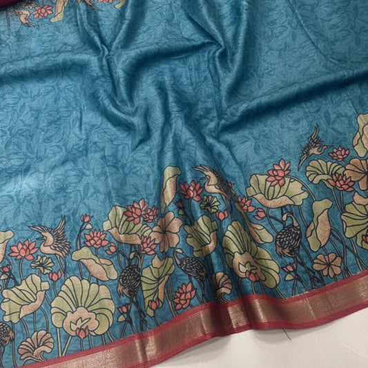 Pure Tussar Silk - Blue