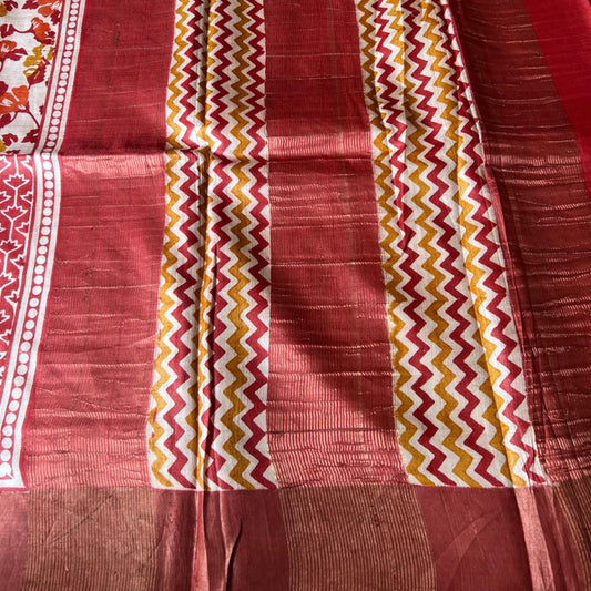 Pure Tussar Silk saree - Maroon Red