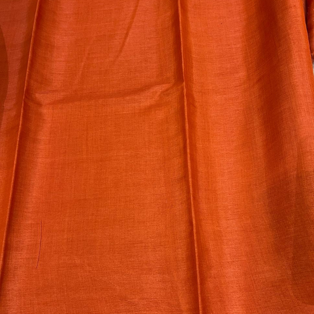 Pure Tussar Silk Saree – Rust Orange with Checked Border