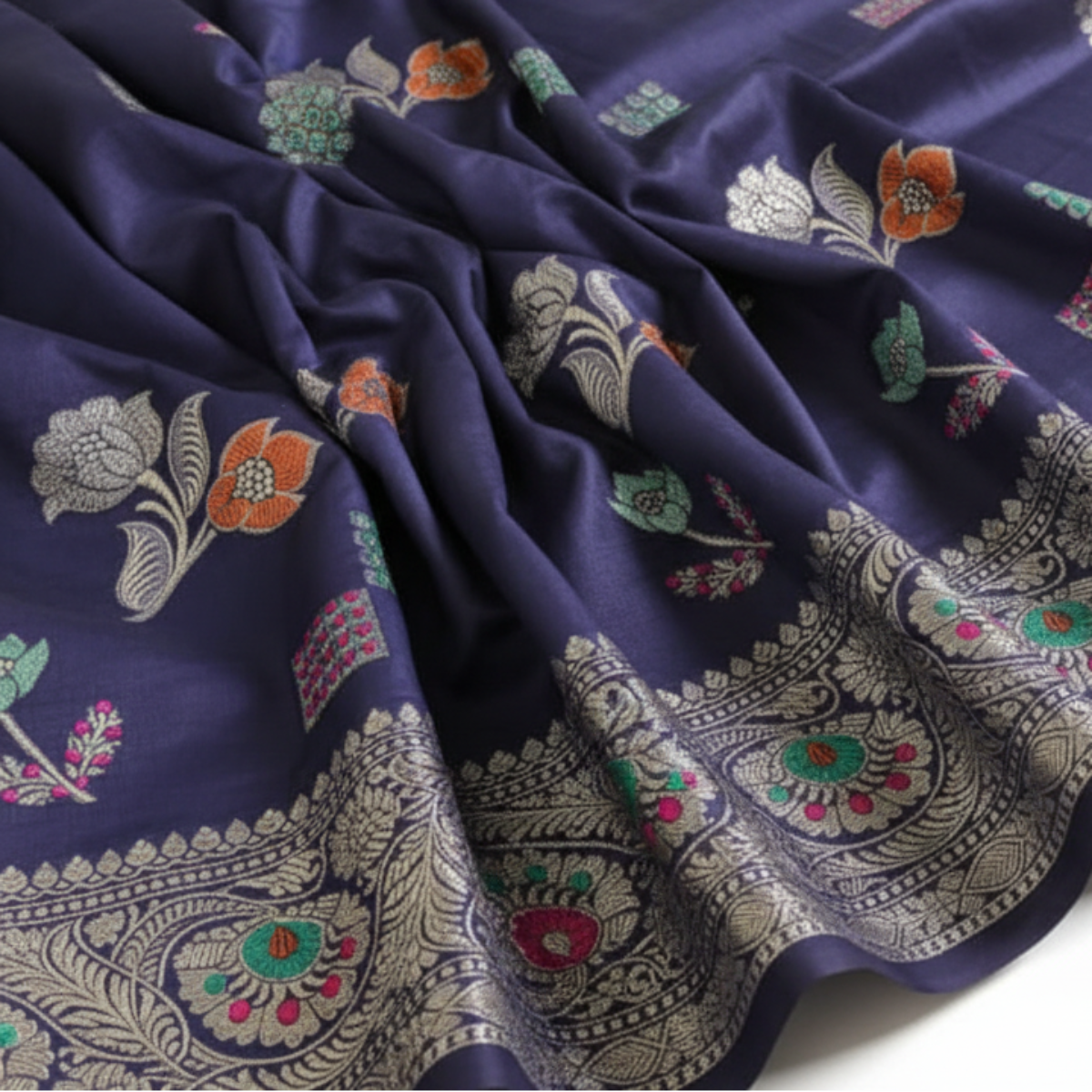 Royal navy blue Pure Mulberry Silk