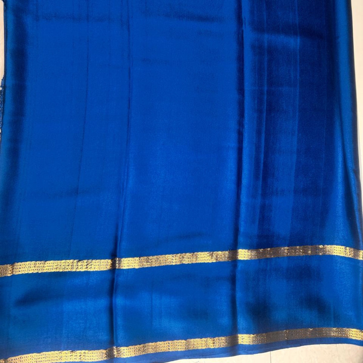 Pure Mysore Crepe Handloom Silk - Classic Blue