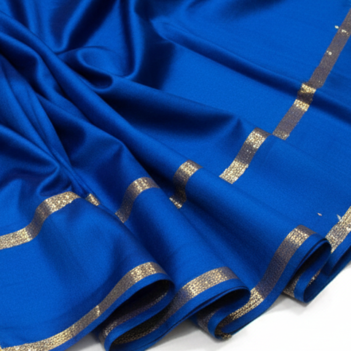 Pure Mysore Crepe Handloom Silk - Classic Blue