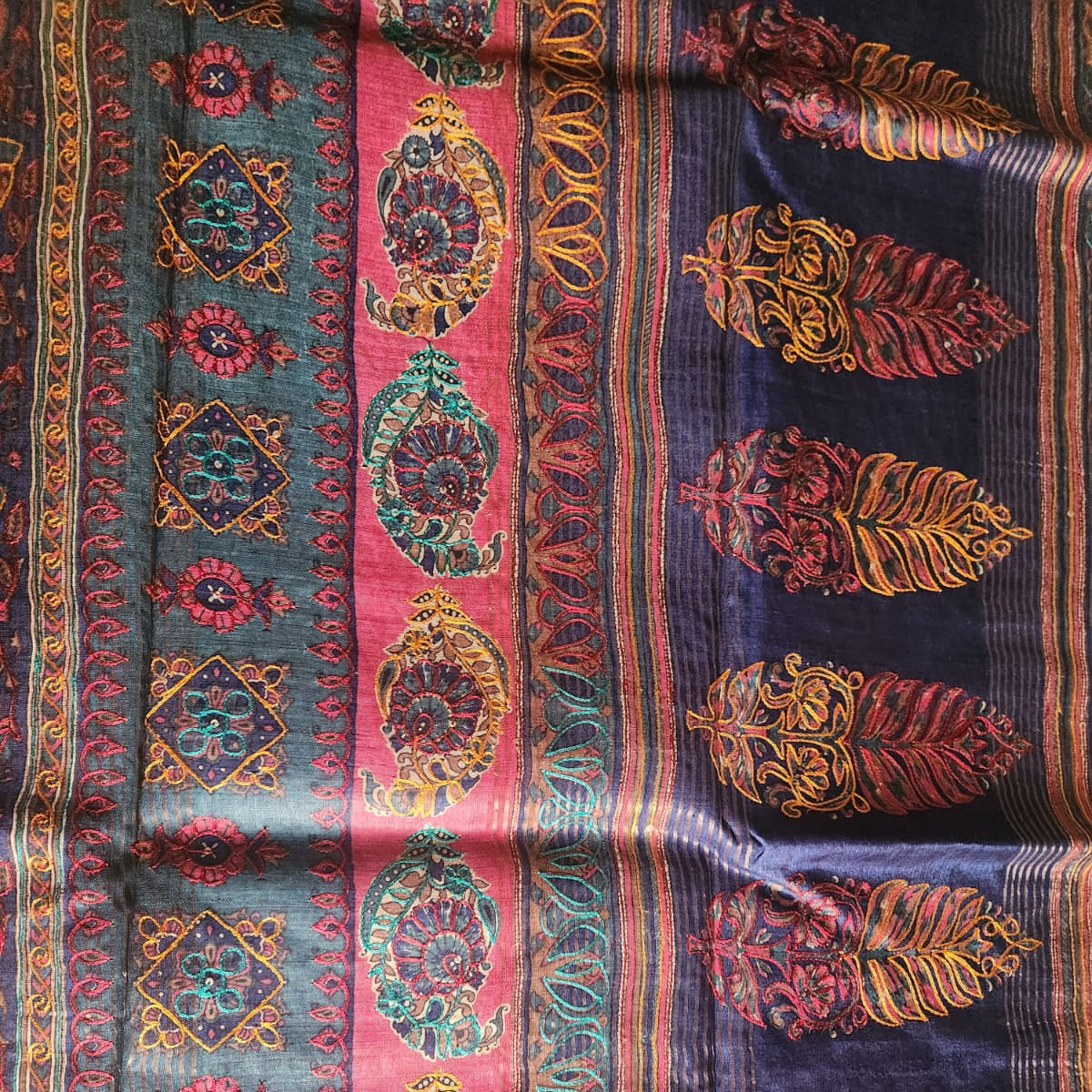 Pure Tussar Silk - Navy Blue