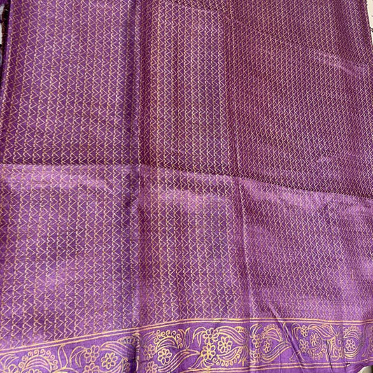 Pure Handwoven Tussar Silk Saree- Lilac
